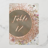 Elegant Bloemen Herfst Folie Tafelnummer Kaart (Voorkant)