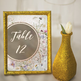 Elegant Bloemen Herfst Folie Tafelnummer Kaart