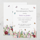 Elegant Bloemen Housewarming Party Kaart (Voorkant / Achterkant)