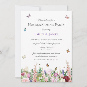 Elegant Bloemen Housewarming Party Kaart