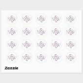 Elegant Bloemen Initialen Monogram Framboos Ronde Sticker (Vel)