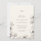 Elegant  Bloemen Initialen Tuin Bruiloft Kaart (Voorkant)