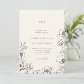 Elegant  Bloemen Initialen Tuin Bruiloft Kaart (Staand voorkant)