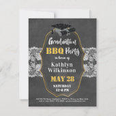 Elegant Bloemen  Kant 3 Foto Afstuderen Kaart (Voorkant)