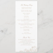 Elegant Bloemen Kant Beige Trouwprogramma Programmakaart (Achterkant)