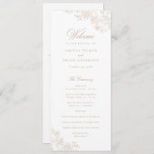 Elegant Bloemen Kant Beige Trouwprogramma Programmakaart (Voorkant / Achterkant)