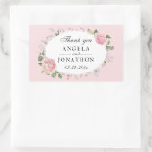 Elegant Bloemen Kant Bord Roze Bruiloft Dank u Rechthoekige Sticker (Tas)