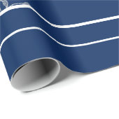 Elegant Bloemen Kant op Marine Blauw Bruiloft Cadeaupapier (Rol Hoek)