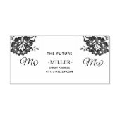 Elegant Bloemen Kant op Marine Blauw Bruiloft Rubberstempel (Afrduk)