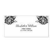 Elegant Bloemen Kant op Marine Blauw Bruiloft Rubberstempel (Afrduk)