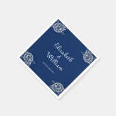 Elegant Bloemen Kant op Marine Blauw Bruiloft Servet (Hoek)