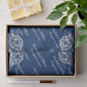 Elegant Bloemen Kant op Marine Blauw Bruiloft Tissuepapier (Geschenk)