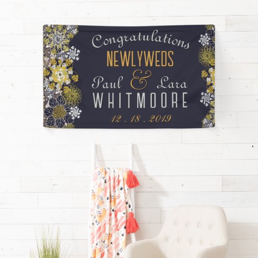 Elegant Bloemen Kant Party Bruiloft Spandoek (Insitu)