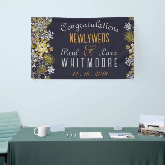 Elegant Bloemen Kant Party Bruiloft Spandoek (Beurs)