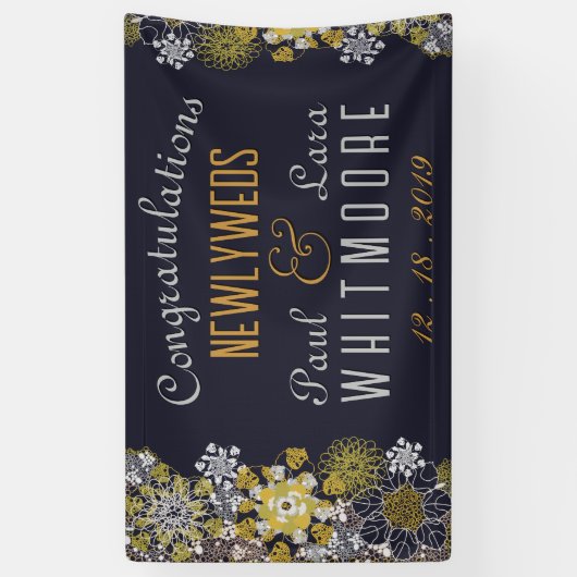 Elegant Bloemen Kant Party Bruiloft Spandoek (Verticaal)