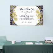 Elegant Bloemen Kant Zilver Goud Bruiloft Partij Spandoek (Beurs)