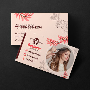 Elegant Bloemen Kapsalon Haarstylist Make-up Kunst Visitekaartje