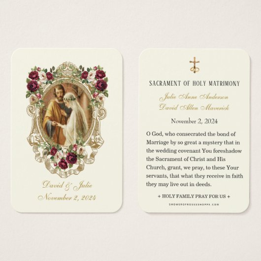 Elegant Bloemen Katholiek Bruiloft Gebed Kaart (Voorkant /achterkant)