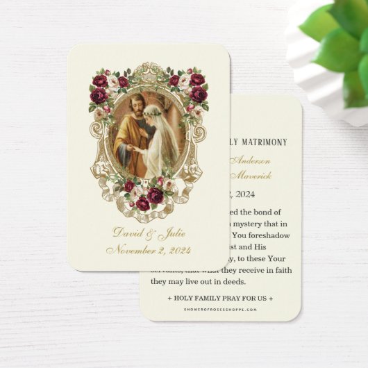 Elegant Bloemen Katholiek Bruiloft Gebed Kaart (Bureau)