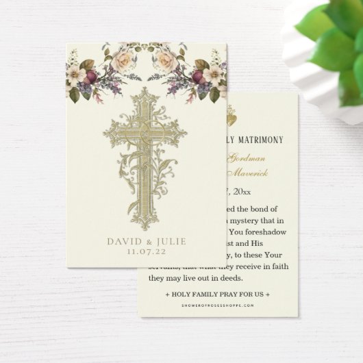 Elegant Bloemen Katholiek Bruiloft Gebed Kaart (Bureau)
