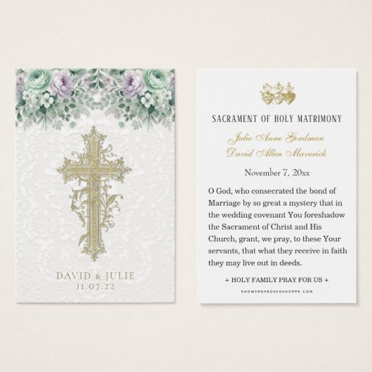 Elegant Bloemen Katholiek Bruiloft Gebed Kaart (Voorkant /achterkant)