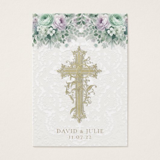 Elegant Bloemen Katholiek Bruiloft Gebed Kaart (Voorkant)