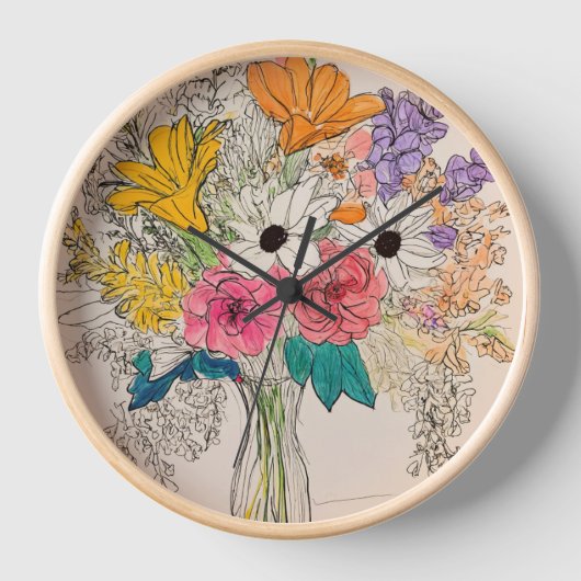 Elegant Bloemen Klok Ontwerp (Voorkant)