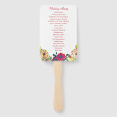 Elegant Bloemen Land Huwelijksceremonie Programma Handwaaier (Achterkant)