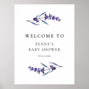 Elegant Bloemen Lavendel Baby shower Welkom Poster