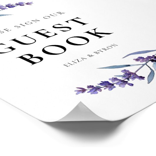 Elegant Bloemen Lavendel Guestbook Poster (Hoek)