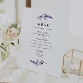 Elegant Bloemen Lavendel Menu Reclamebord Met Voetstuk