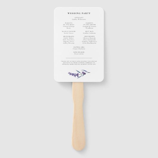 Elegant Bloemen Lavendel Programma & Trouwfeest Handwaaier (Achterkant)