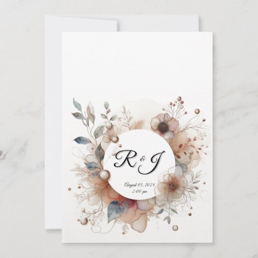 Elegant, Bloemen, Liefde Kaart (Achterkant)