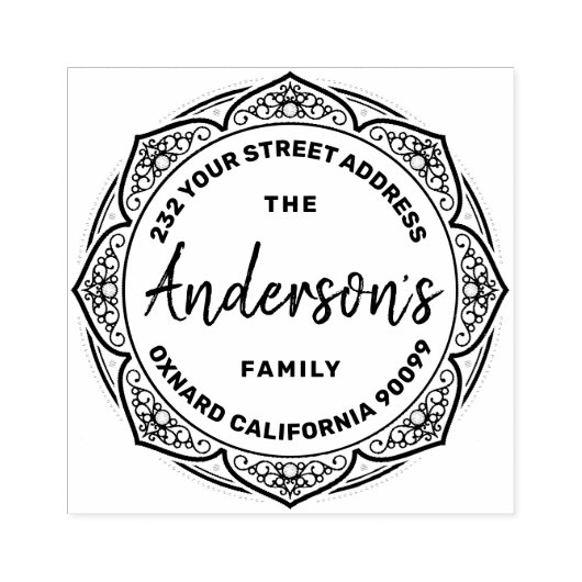 Elegant  Bloemen Lijst-aangepaste familienaam Rubberstempel (Afrduk)