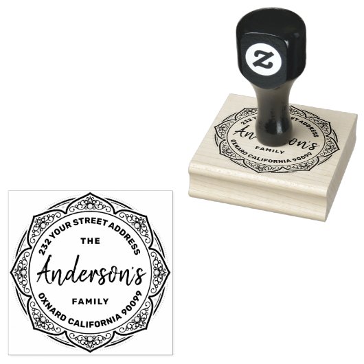 Elegant  Bloemen Lijst-aangepaste familienaam Rubberstempel (Gestempeld)