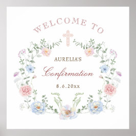 Elegant Bloemen Lijst Bevestiging Welkom Poster