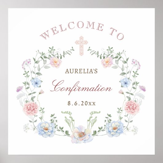 Elegant Bloemen Lijst Bevestiging Welkom Poster (Voorkant)