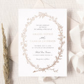 Elegant Bloemen Lijst Botanische Bruiloft Folie Uitnodiging