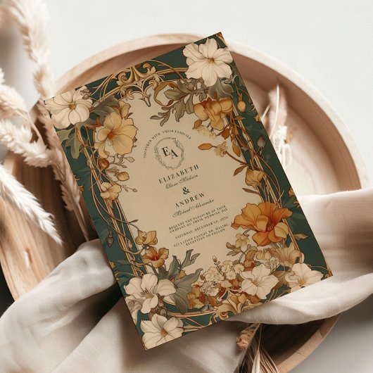 Elegant  Bloemen Lijst Bruiloft Kaart