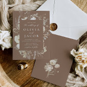 Elegant  Bloemen Lijst Bruiloft Kaart