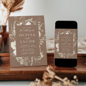 Elegant  Bloemen Lijst Bruiloft Kaart