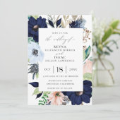 Elegant Bloemen Lijst Bruiloft Kaart (Staand voorkant)