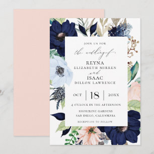 Elegant Bloemen Lijst Bruiloft Kaart