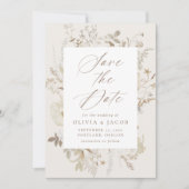 Elegant  Bloemen Lijst Cream Bruiloft Save The Date (Voorkant)
