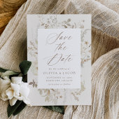 Elegant  Bloemen Lijst Cream Bruiloft Save The Date