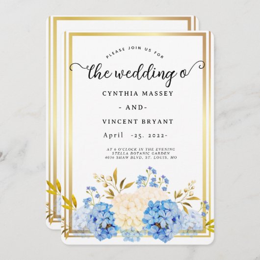 Elegant Bloemen Lijst Invitation Kaart (Voorkant / Achterkant)