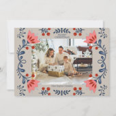 Elegant Bloemen Lijst Kerstmis Foto Feestdagenkaart (Voorkant)