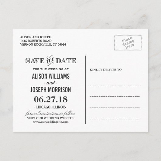 Elegant Bloemen Lijst Kraft Bruiloft Save the Date Aankondigingskaart (Achterkant)