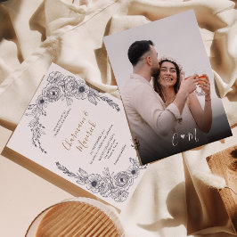 Elegant Bloemen Lijst Monogram hart Bruiloft Kaart