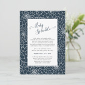 Elegant Bloemen Lijst Navy Baby Sprinkle Invitatio Kaart (Staand voorkant)